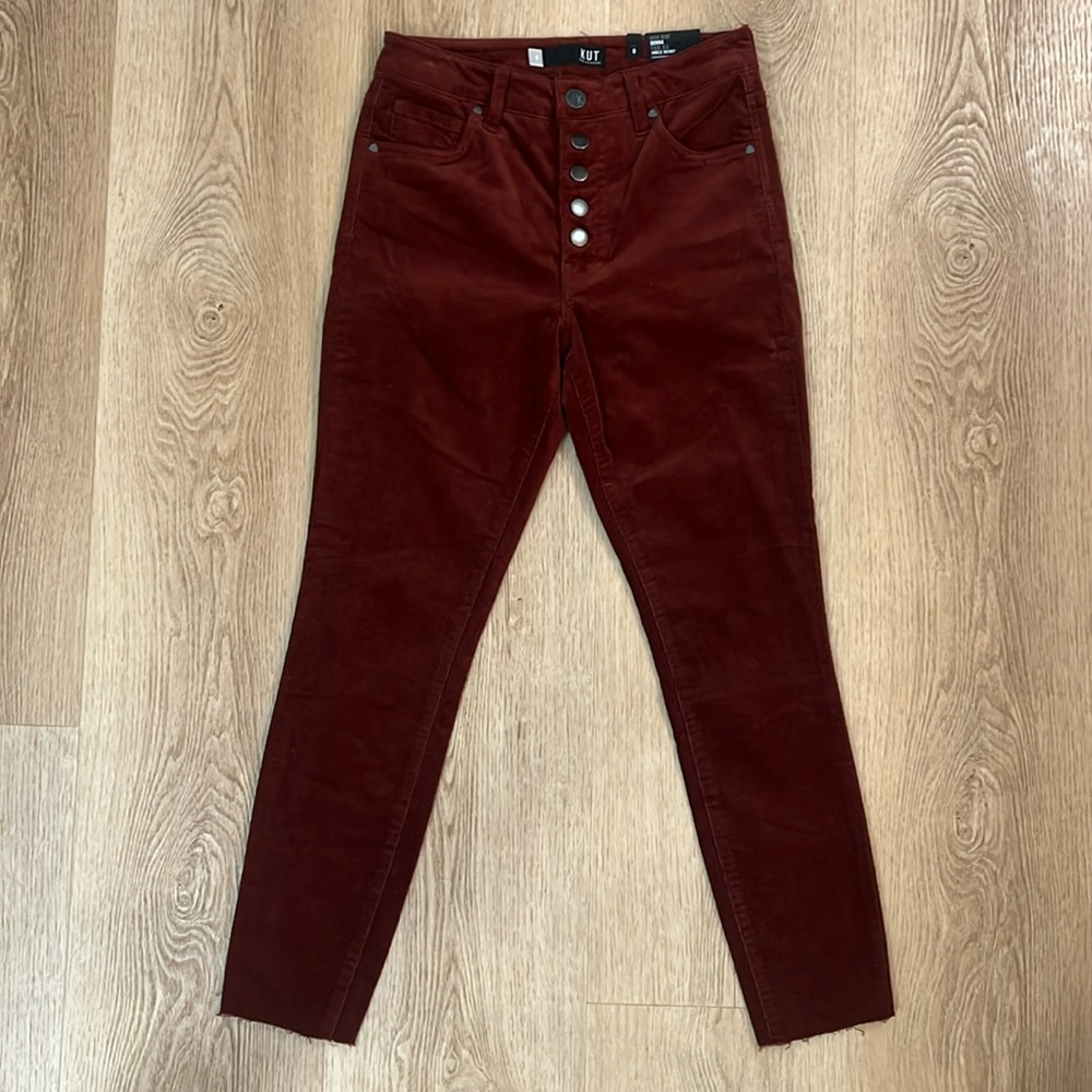 Kut NWT Women's Burgundy DONNA High Rise Ankle Skinny Jeans Size 0